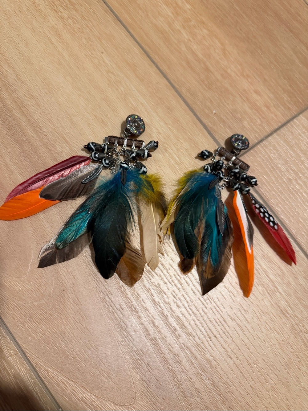 Gas Bijoux designer Boho Multicolor Feather Drop Earrings - Women Accessories